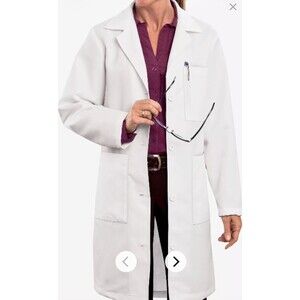 White Swan META Womens 37" Lab Coat Size 42 White iPad Pocket 1964-011 NWT